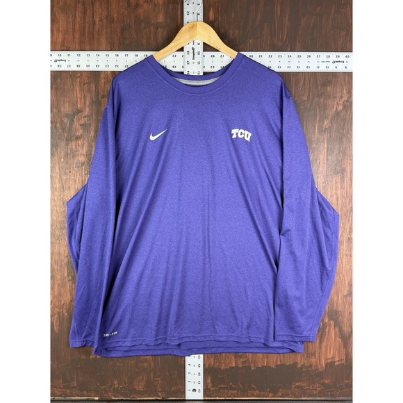 Nike TCU Horned Frogs Active Long Sleeve T-Shirt Dri-Fit Purple Men's 2XL NCAA - Picture 1 of 9